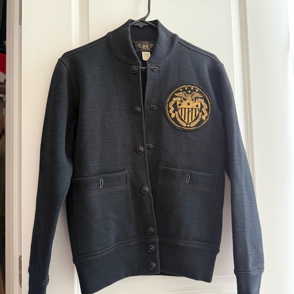 Ralph Lauren Double RL Black/Dark Navy Jacket with Gold Emblem